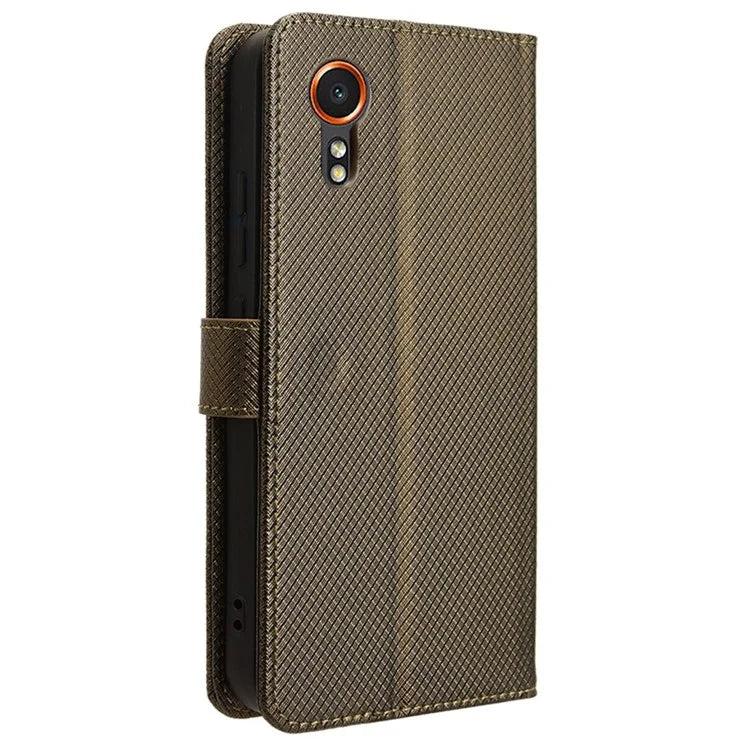 For Samsung Galaxy Xcover 7 Case Diamond Texture Leather Phone Stand Cover
