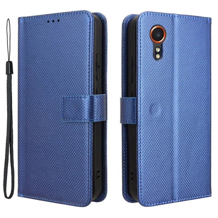 For Samsung Galaxy Xcover 7 Case Diamond Texture Leather Phone Stand Cover