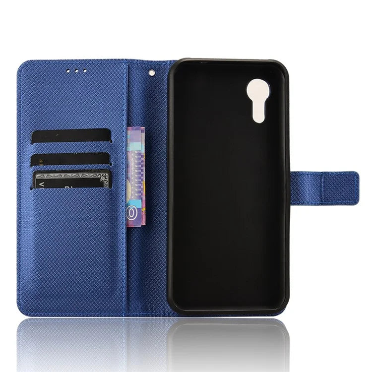 For Samsung Galaxy Xcover 7 Case Diamond Texture Leather Phone Stand Cover