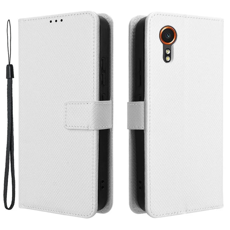For Samsung Galaxy Xcover 7 Case Diamond Texture Leather Phone Stand Cover