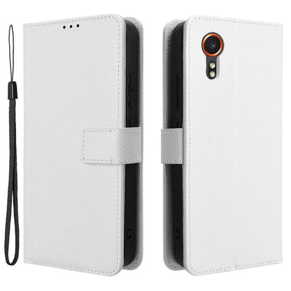 For Samsung Galaxy Xcover 7 Case Diamond Texture Leather Phone Stand Cover