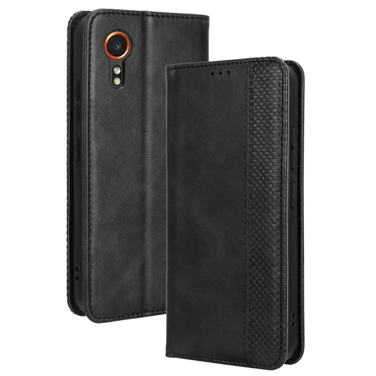 For Samsung Galaxy Xcover 7 Wallet Case PU Leather Stand Retro Phone Cover