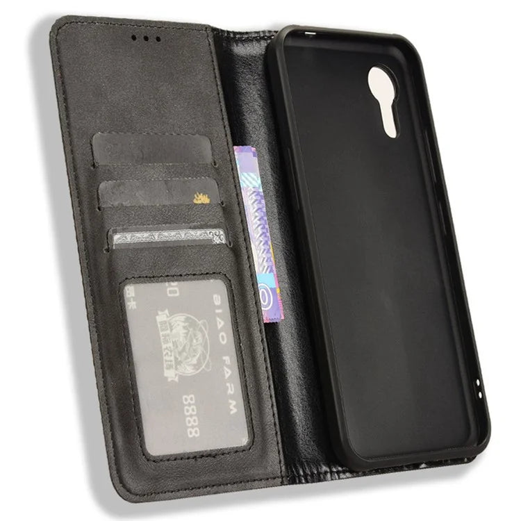 For Samsung Galaxy Xcover 7 Wallet Case PU Leather Stand Retro Phone Cover