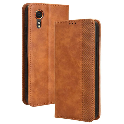For Samsung Galaxy Xcover 7 Wallet Case PU Leather Stand Retro Phone Cover
