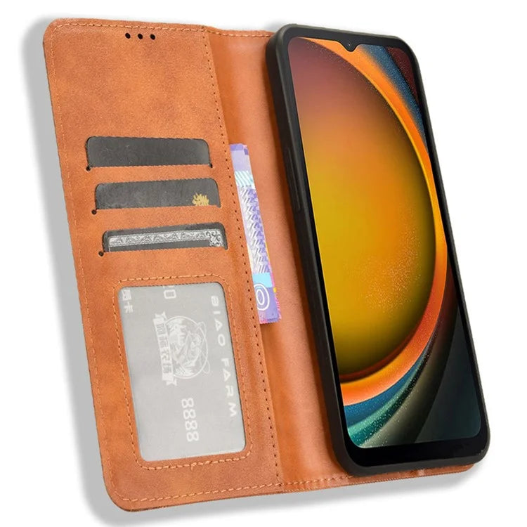 For Samsung Galaxy Xcover 7 Wallet Case PU Leather Stand Retro Phone Cover