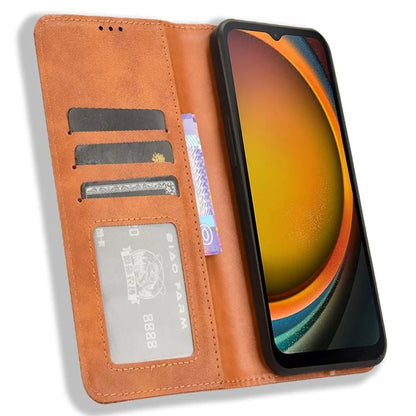 For Samsung Galaxy Xcover 7 Wallet Case PU Leather Stand Retro Phone Cover