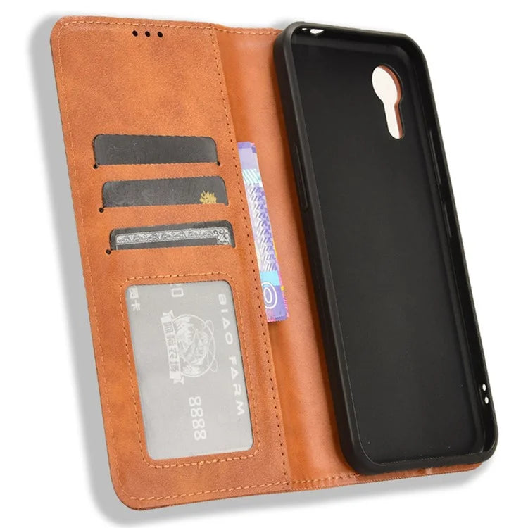 For Samsung Galaxy Xcover 7 Wallet Case PU Leather Stand Retro Phone Cover