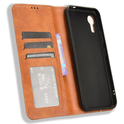 For Samsung Galaxy Xcover 7 Wallet Case PU Leather Stand Retro Phone Cover