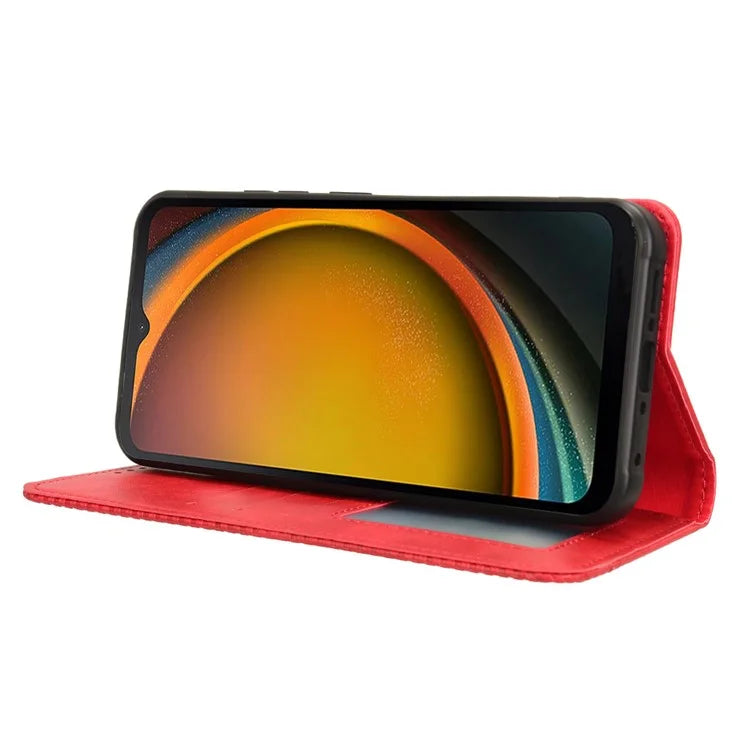 For Samsung Galaxy Xcover 7 Wallet Case PU Leather Stand Retro Phone Cover