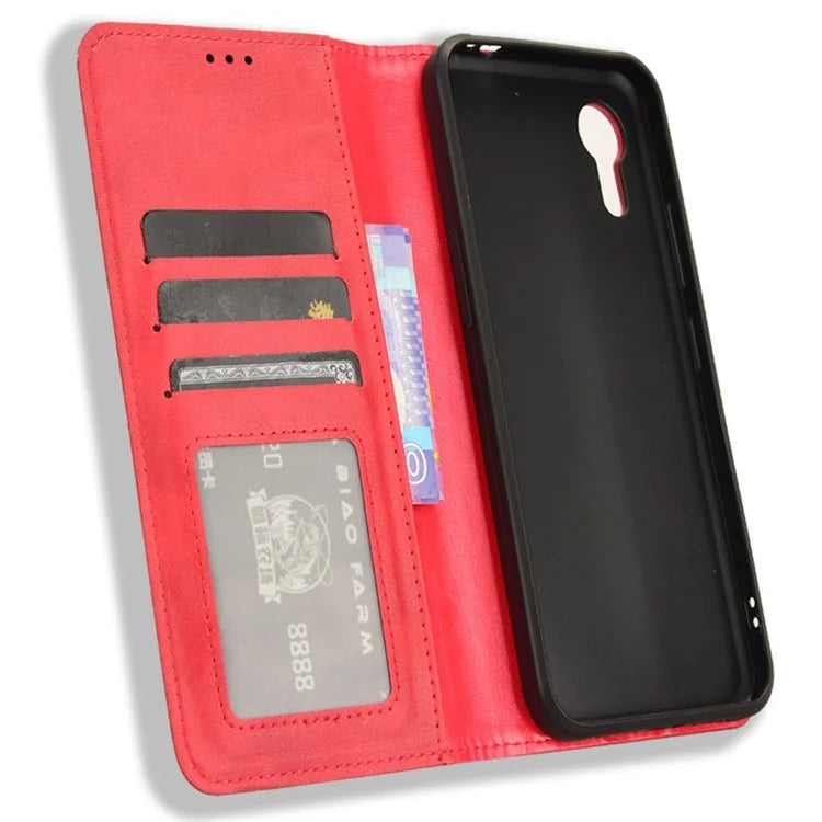 For Samsung Galaxy Xcover 7 Wallet Case PU Leather Stand Retro Phone Cover