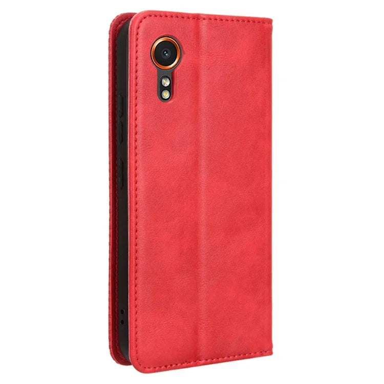 For Samsung Galaxy Xcover 7 Wallet Case PU Leather Stand Retro Phone Cover