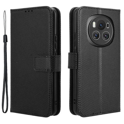 For Honor Magic6 5G Case Leather Wallet Phone Cover with Diamond Texture