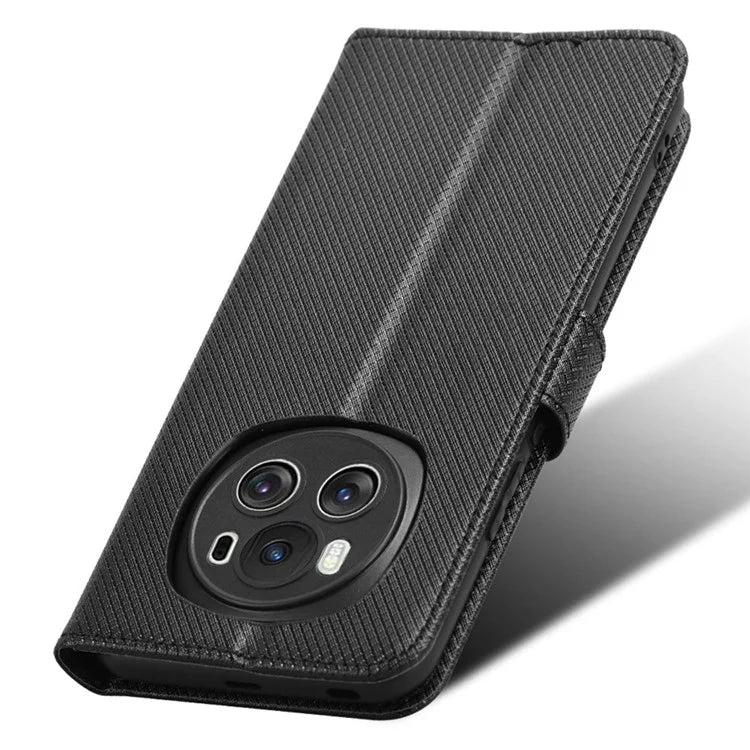 For Honor Magic6 5G Case Leather Wallet Phone Cover with Diamond Texture