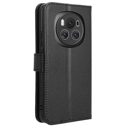 For Honor Magic6 5G Case Leather Wallet Phone Cover with Diamond Texture