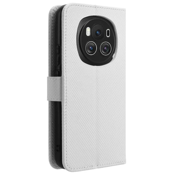 For Honor Magic6 5G Case Leather Wallet Phone Cover with Diamond Texture
