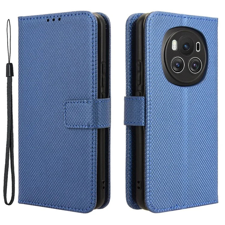 For Honor Magic6 5G Case Leather Wallet Phone Cover with Diamond Texture