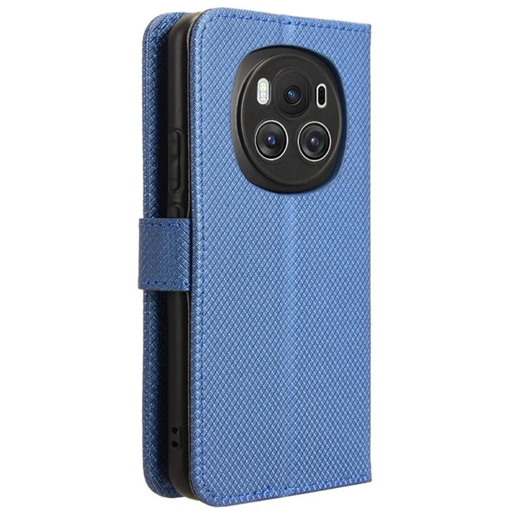 For Honor Magic6 5G Case Leather Wallet Phone Cover with Diamond Texture