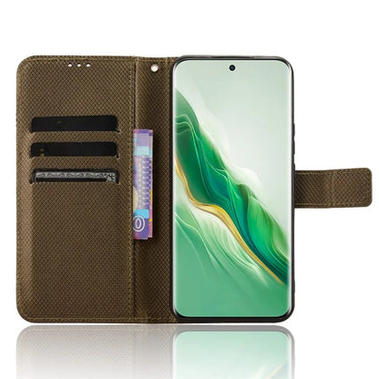 For Honor Magic6 5G Case Leather Wallet Phone Cover with Diamond Texture