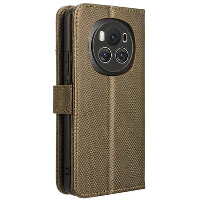 For Honor Magic6 5G Case Leather Wallet Phone Cover with Diamond Texture