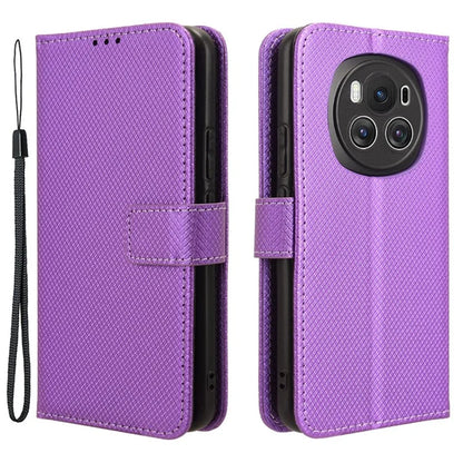 For Honor Magic6 5G Case Leather Wallet Phone Cover with Diamond Texture