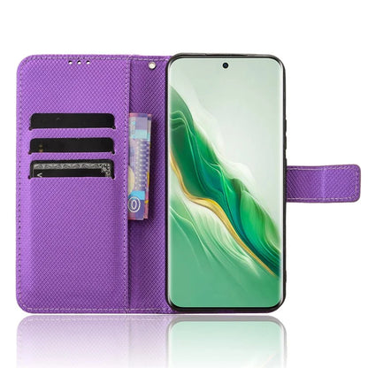 For Honor Magic6 5G Case Leather Wallet Phone Cover with Diamond Texture