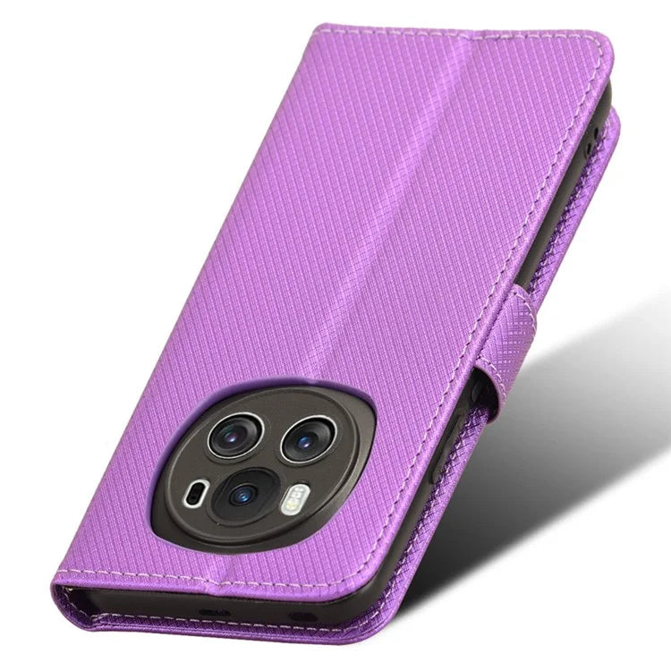 For Honor Magic6 5G Case Leather Wallet Phone Cover with Diamond Texture