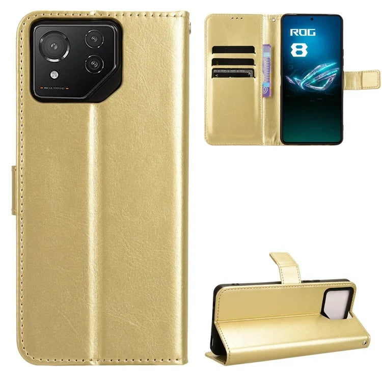 For Asus ROG Phone 8 Pro 5G / 8 5G Wallet Case Crazy Horse Texture PU Leather Phone Protector