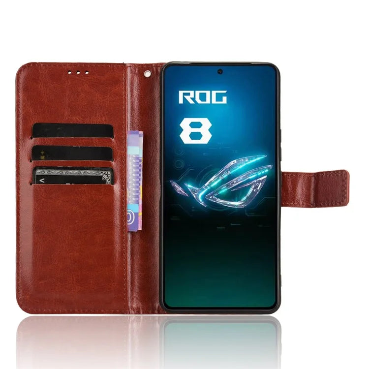For Asus ROG Phone 8 Pro 5G / 8 5G Wallet Case Crazy Horse Texture PU Leather Phone Protector