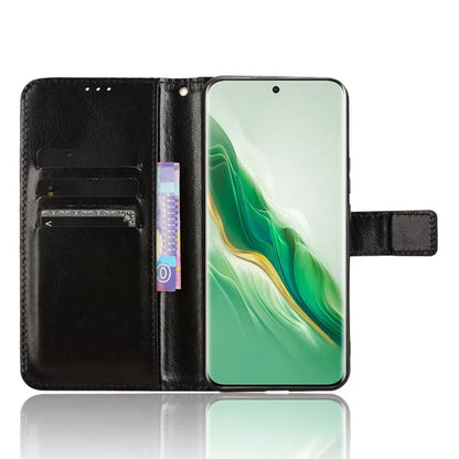 For Honor Magic6 5G Magnetic Phone Case Crazy Horse Texture Stand Cover with Hand Strap
