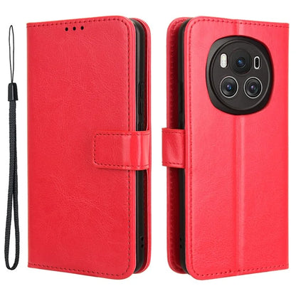 For Honor Magic6 5G Magnetic Phone Case Crazy Horse Texture Stand Cover with Hand Strap