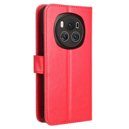 For Honor Magic6 5G Magnetic Phone Case Crazy Horse Texture Stand Cover with Hand Strap