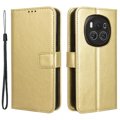 For Honor Magic6 5G Magnetic Phone Case Crazy Horse Texture Stand Cover with Hand Strap