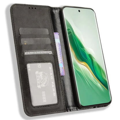 For Honor Magic6 5G Phone Case Retro Leather Wallet Cover Magnetic Closing