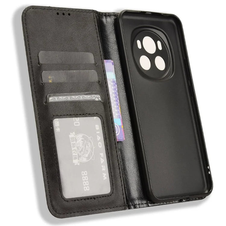 For Honor Magic6 5G Phone Case Retro Leather Wallet Cover Magnetic Closing