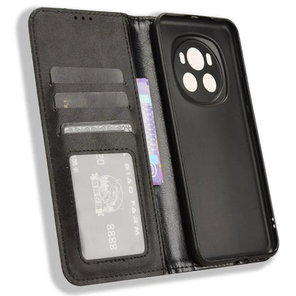 For Honor Magic6 5G Phone Case Retro Leather Wallet Cover Magnetic Closing