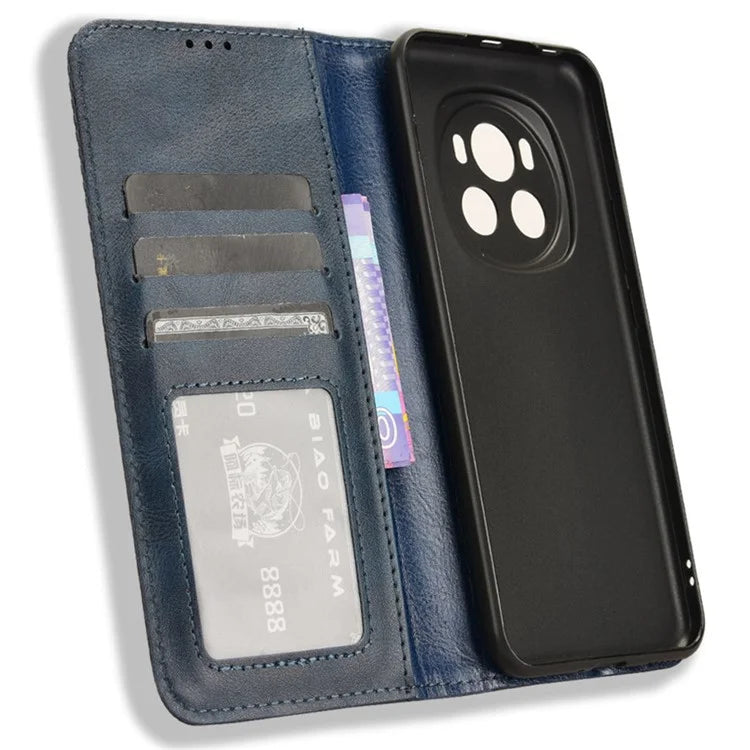 For Honor Magic6 5G Phone Case Retro Leather Wallet Cover Magnetic Closing