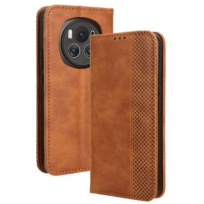 For Honor Magic6 5G Phone Case Retro Leather Wallet Cover Magnetic Closing