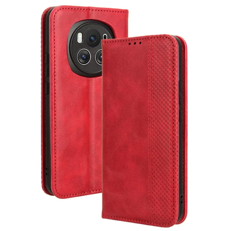 For Honor Magic6 5G Phone Case Retro Leather Wallet Cover Magnetic Closing