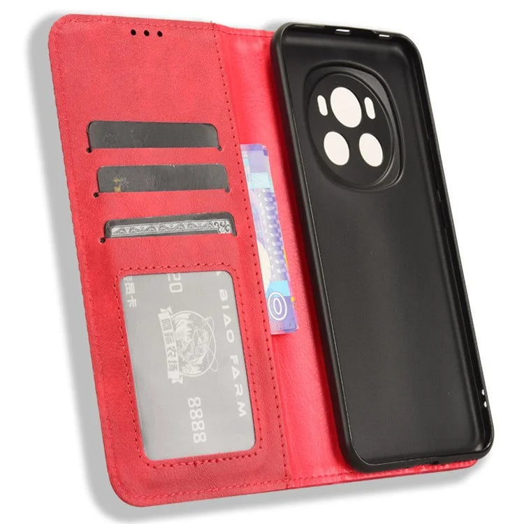 For Honor Magic6 5G Phone Case Retro Leather Wallet Cover Magnetic Closing