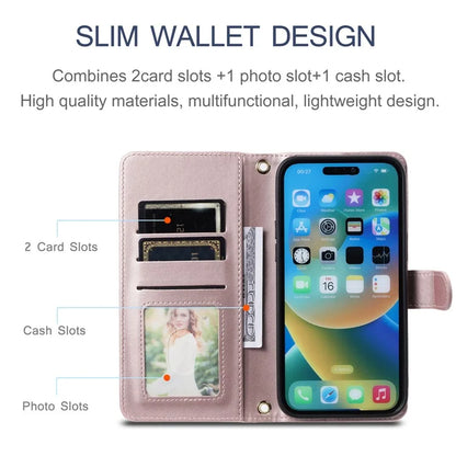 For iPhone 14 Pro Max Leather Phone Case with Wallet Rhombus Grid Pattern