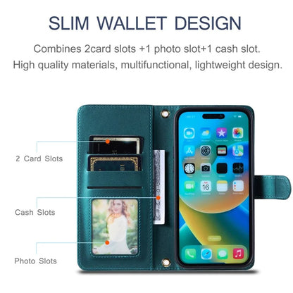 For iPhone 14 Pro Max Leather Phone Case with Wallet Rhombus Grid Pattern