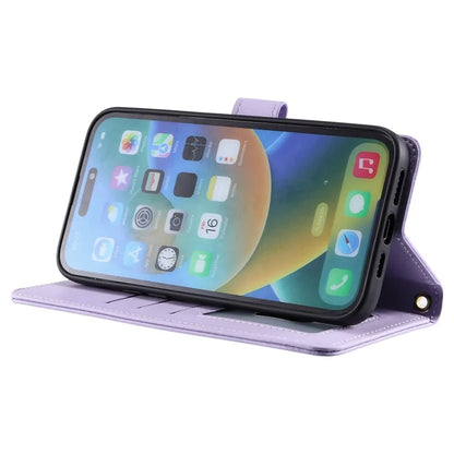 For iPhone 14 Pro Max Leather Phone Case with Wallet Rhombus Grid Pattern
