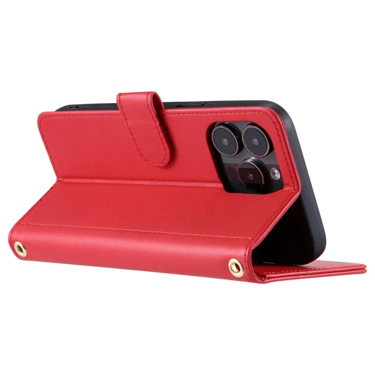 For iPhone 14 Pro Max Leather Phone Case with Wallet Rhombus Grid Pattern