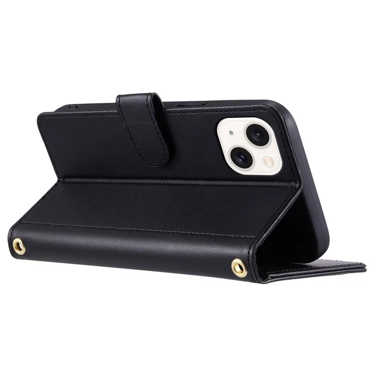 For iPhone 14 Leather Case Rhombus Grid Pattern Phone Wallet Cover