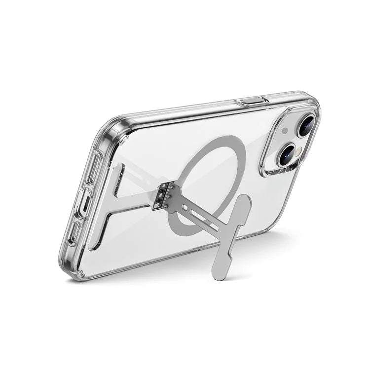 WIWU FYY-014 For iPhone 15 Plus Kickstand Case Compatible with MagSafe PC Clear Phone Cover