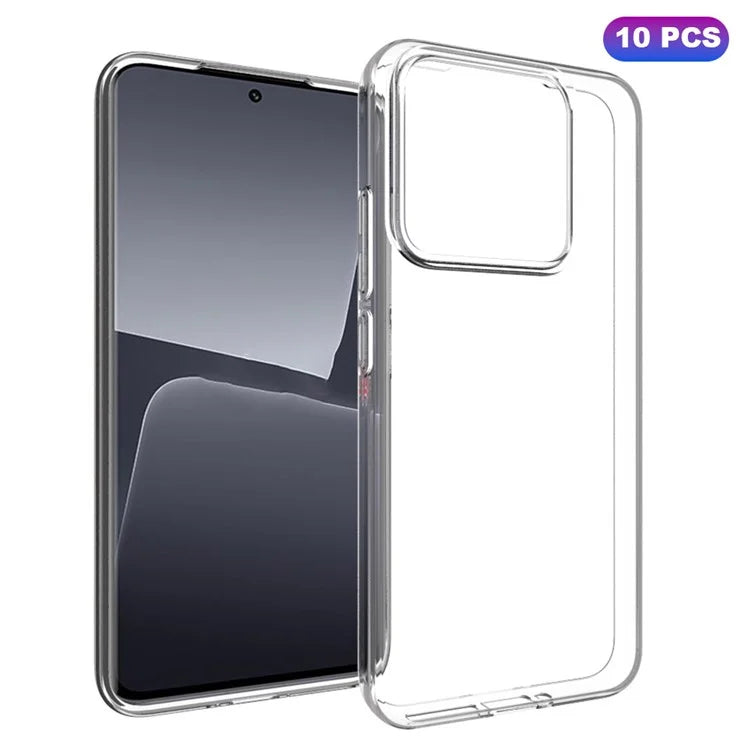 10Pcs  /  Pack For Xiaomi 14 Phone Case Watermark-Free TPU Transparent Back Shell
