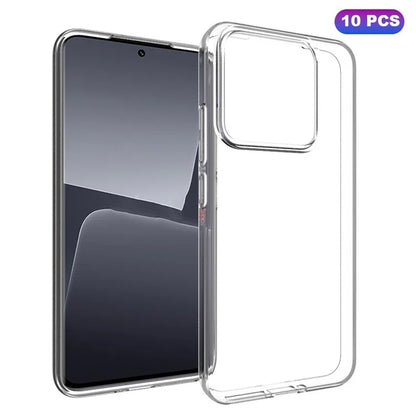 10Pcs  /  Pack For Xiaomi 14 Phone Case Watermark-Free TPU Transparent Back Shell