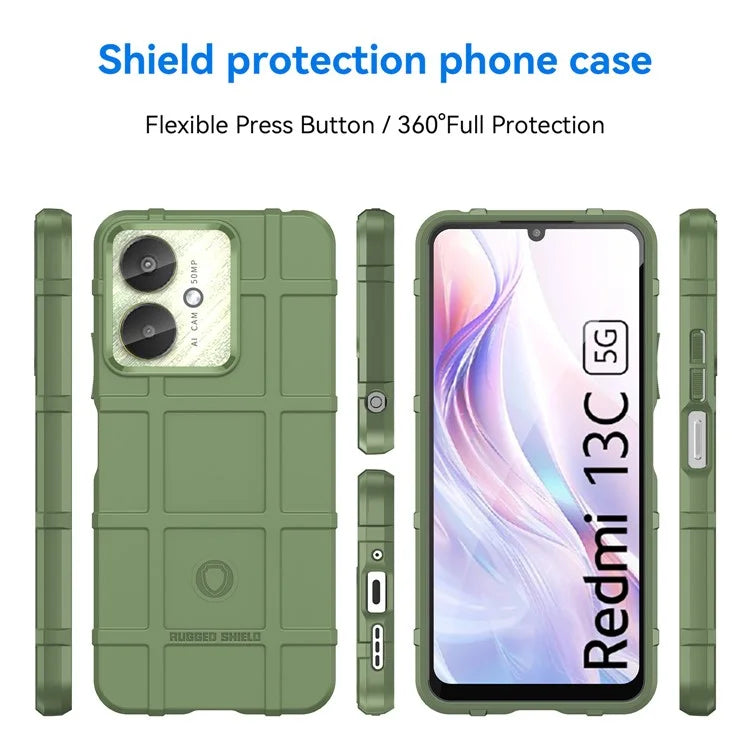 For Xiaomi Redmi 13C 4G  /  13C 5G  /  13R 5G  /  Poco M6 5G  /  Poco C65 4G TPU Case Square Grid Phone Back Cover
