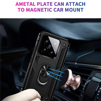 For Xiaomi 14 Drop-proof Case PC+TPU Phone Back Cover with Ring Kickstand