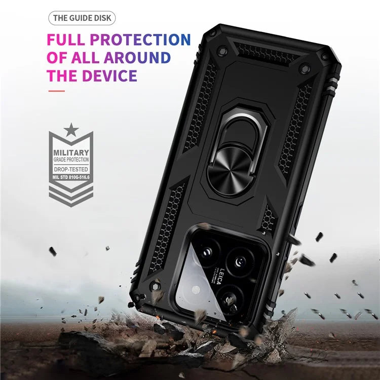 For Xiaomi 14 Drop-proof Case PC+TPU Phone Back Cover with Ring Kickstand